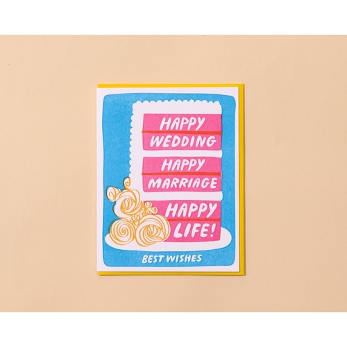 Happy Life Cake Letterpress Card