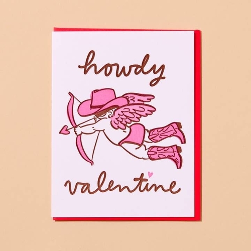 Howdy Cupid Valentine Letterpress Card