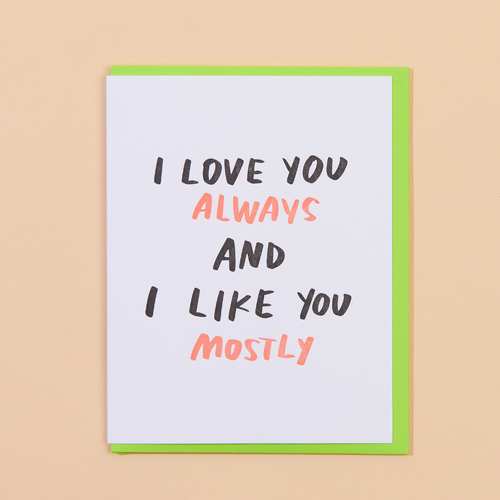 Love You & Like You Letterpress Card