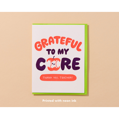 Grateful to my Core Teacher Letterpress Card