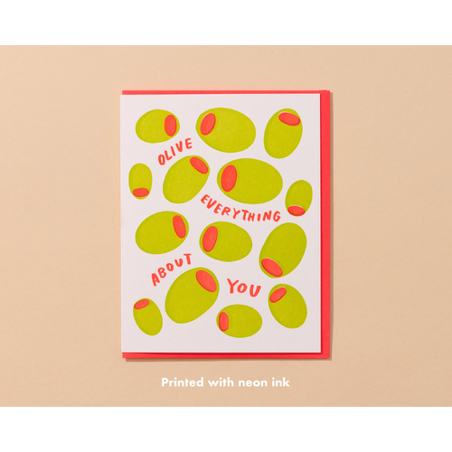 Olive Everything About You Letterpress Card