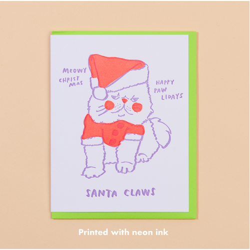 Santa Claws Letterpress Card