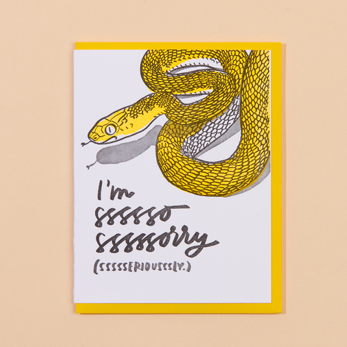 Sssssoooooo Sssssorrrrry Letterpress Card