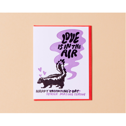 Skunk Valentines Letterpress Card