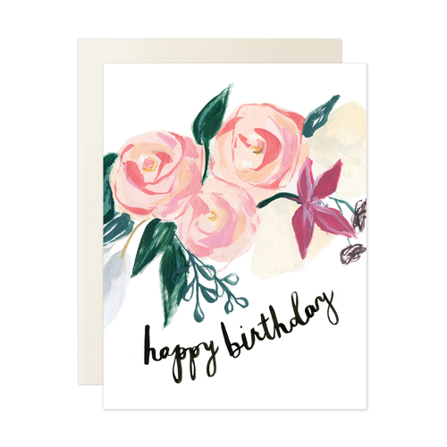 pink florals happy birthday