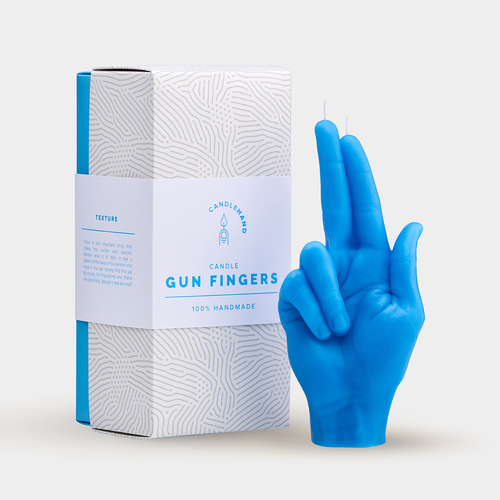 Gun Fingers Candle Hand - Blue