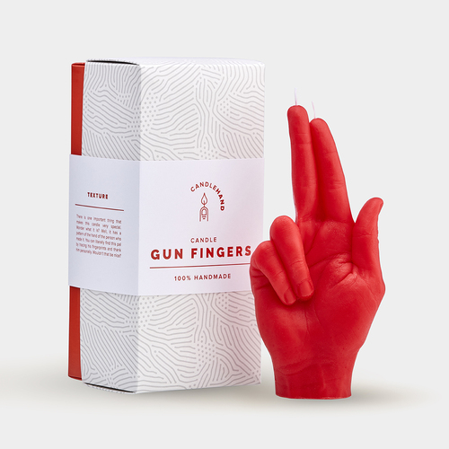 Gun Fingers Candle Hand - Red