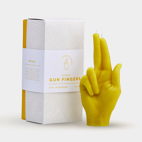 Gun Fingers Candle Hand - Yellow