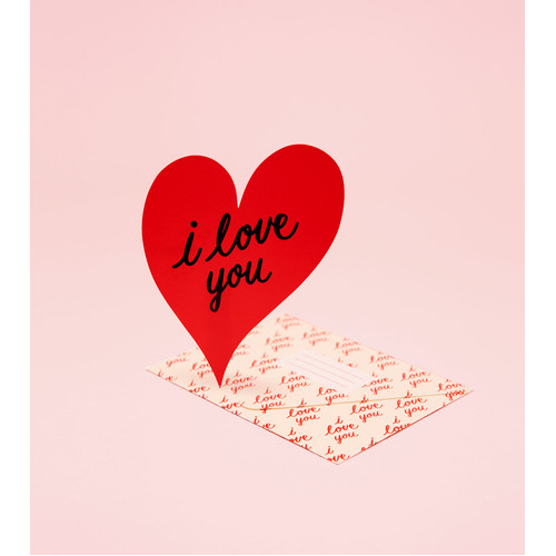 I Love You Heart Card - Red