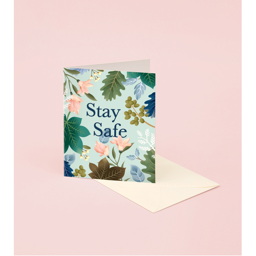 Mint Floral Stay Safe Card