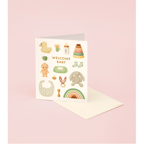 Pastel Toys Welcome Baby Card
