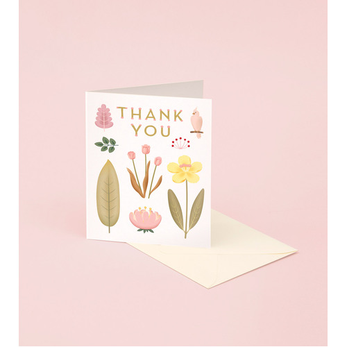 Parrot Botanical Thank You Card - Cream