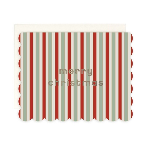 Christmas Striped Scalloped Holiday NEW