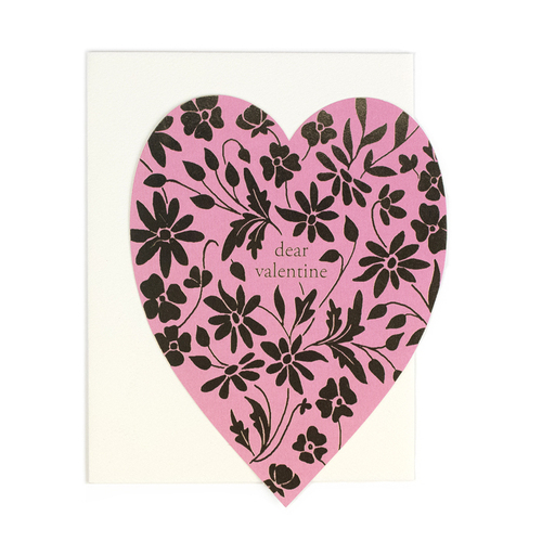 Dear Valentine Heart die cut flat note with gold foil