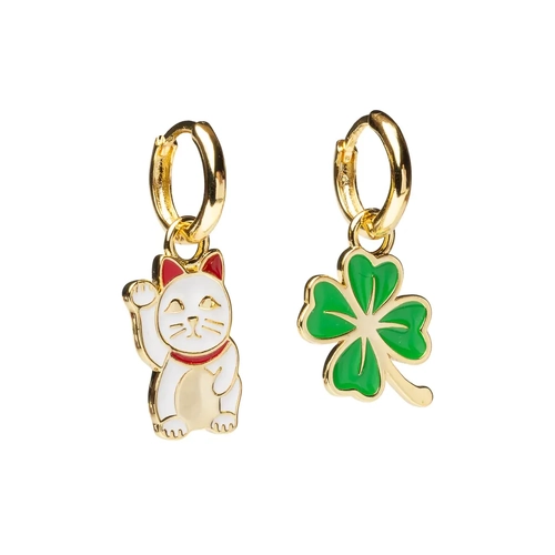 Hoop Earrings - Lucky Cat & Clover