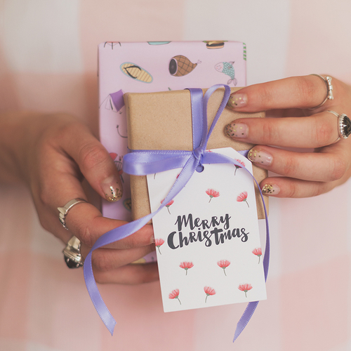 Merry Christmas Gift Tag (flowers)