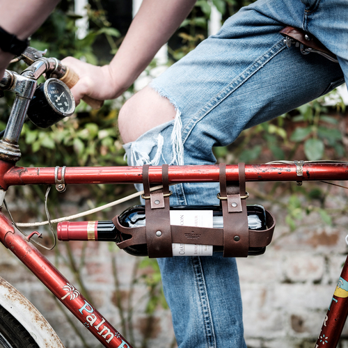 Bicycle Leather Wine Bottle Holder