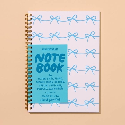 Letterpress A5 Spiral Notebook - Bow Pattern
