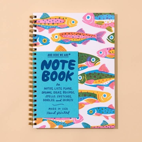 Letterpress A5 Spiral Notebook - Rainbow Trout