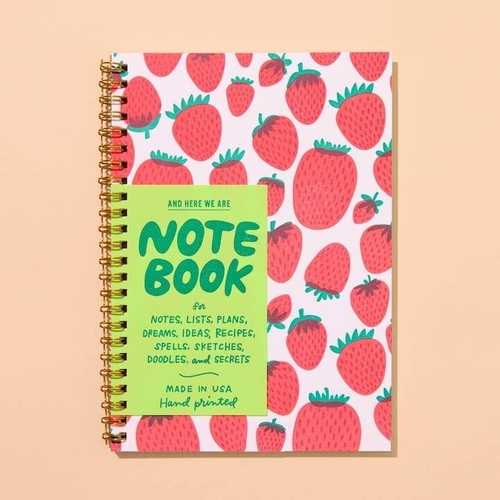 Letterpress A5 Spiral Notebook - Strawberry