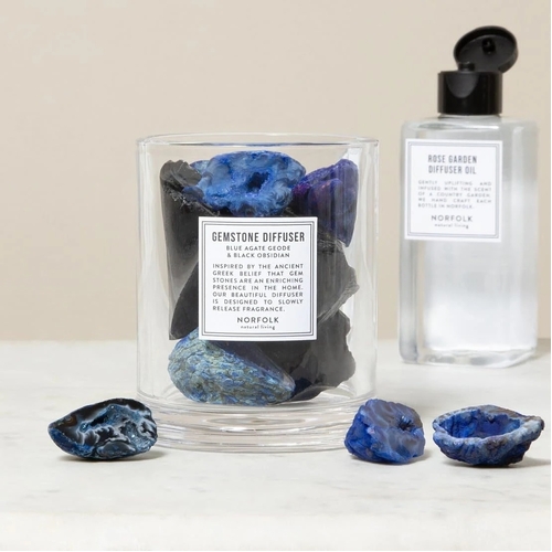 Blue Agate & Black Obsidian - Gemstone Diffuser (Lavender)