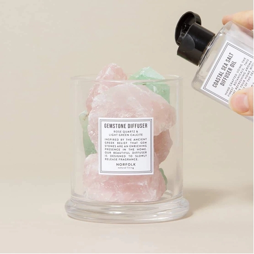 Rose Quartz & Aventurine Large Gemstone Diffuser Gift Set - Coastal