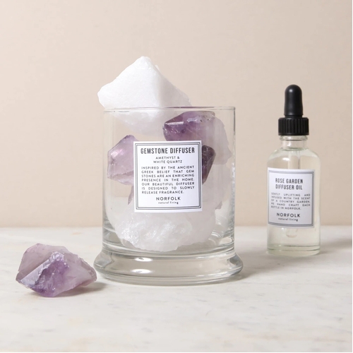AMETHYST & WHITE QUARTZ - Gemstone Diffuser English Lavender