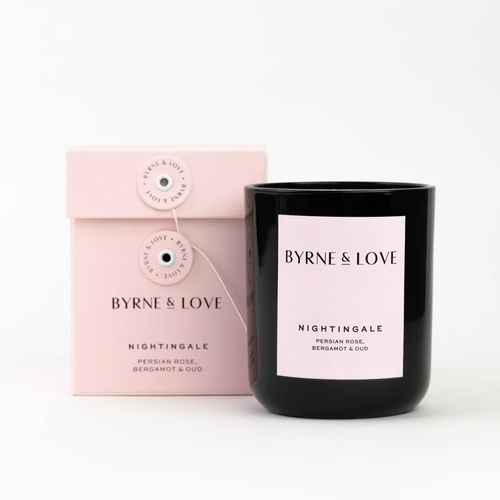 Nightingale Candle Pink & Black 300g - Rose & Sandalwood