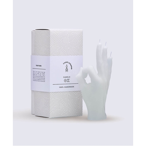 OK Candle Hand - White