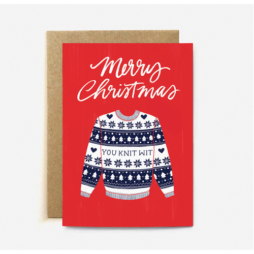 Merry Christmas You Knit Wit (large card)
