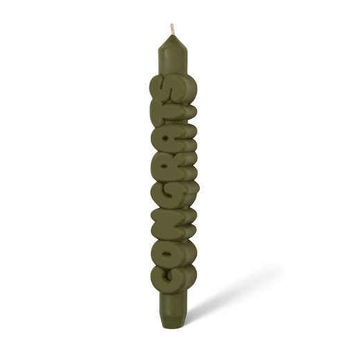 Congrats 3D Taper Candle Olive Green
