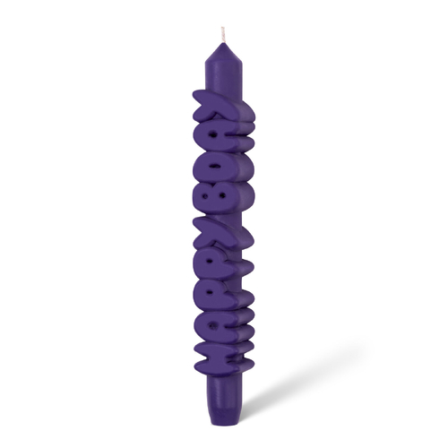 Happy Birthday 3D Taper Candle Indigo