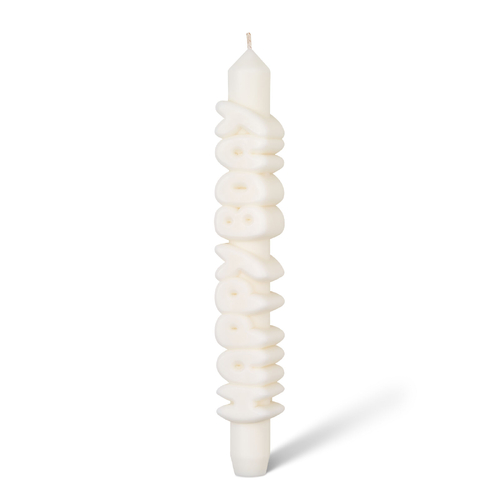 Happy Birthday 3D Taper Candle White