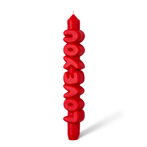 Love You 3D Taper Candle Red