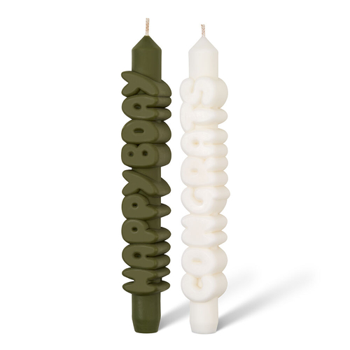 Happy Bday, Congrats 3D Taper Candle Set