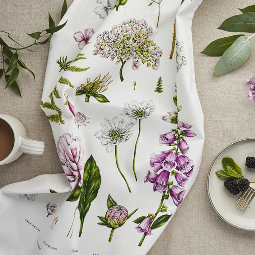 Tea Towel - Summer Garden White