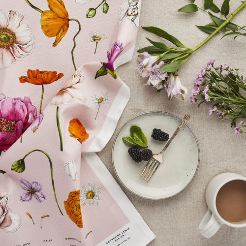 Tea Towel - Floral Brights Pink