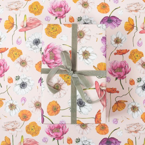 Floral Brights Pink Wrap - Single sheet