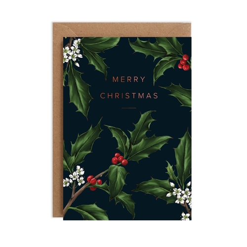 Greenery - Holly Black Merry Christmas