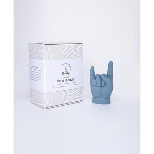 "You Rock" Baby Hand Candle Grey