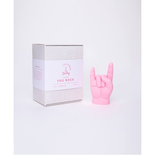 "You Rock" Baby Hand Candle Pink