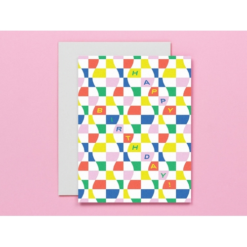 Wavy Checkers Birthday Card