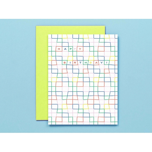 Wavy Grid Birthday Card