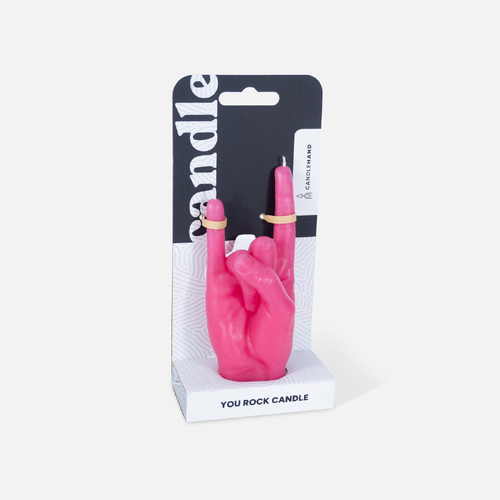 You Rock Candle Hand Pink - small