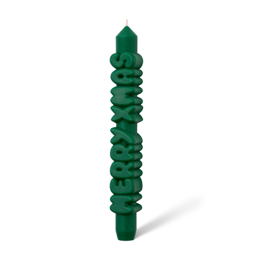Merry Xmas 3D Taper Candle Green