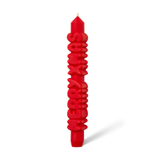 Merry Xmas 3D Taper Candle Red