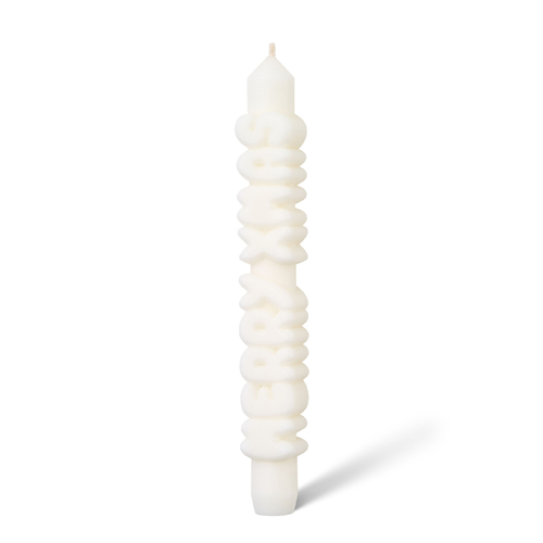 Merry Xmas 3D Taper Candle White